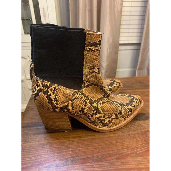 Jeffery Campbell Free People snakeskin boots, triangle heel, Woman’s Size 7 - Picture 2 of 10